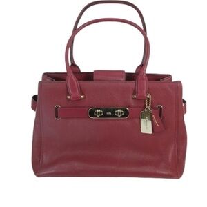 Coach Swagger 27 Carryall Tote Black Cherry Pebbled Leather w/ Dustbag
